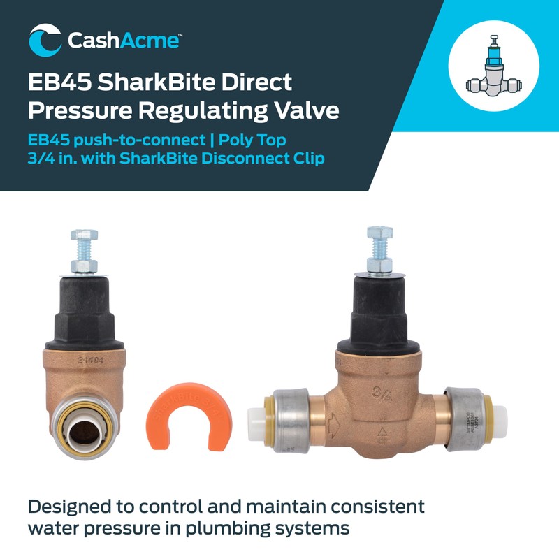 Cash Acme EB45 SharkBite Pressure Regulating Valve with Disconnect Clip,