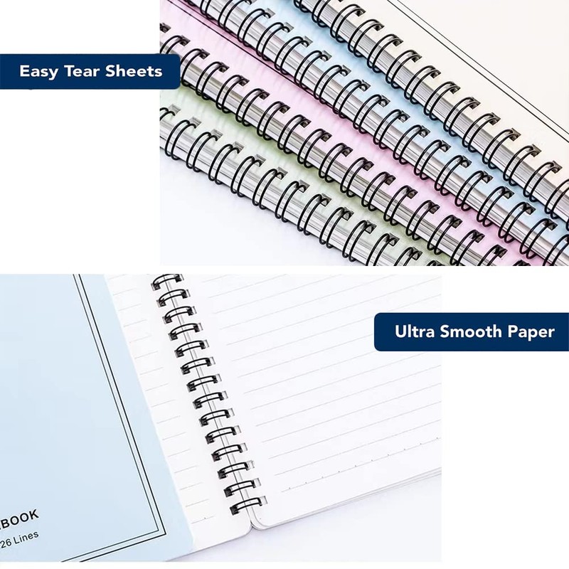 LELYFIT Pack of 4 A5 Spiral Notebooks, 120 Pages/60 Sheets,