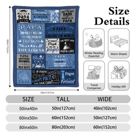 Papa Gifts from Grandkids, to My Grandpa Blanket 50x60 Inch Grandfather Throw Blanket