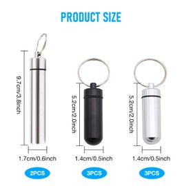 Keychain Pill Holder, 8 Pcs Portable Aluminum Pill Container, Travel Pill Case Pill Organizer Waterproof Pill Box Pill Keychain Container for Outdoor Sports Travel Camping