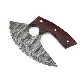 WARIVO KNIFE Damascus Ulu Knife Pizza Cutter Rocker Knife Mezzaluna Knife with sheath Rocker Boning Knife for Slicing, Chopping, Camping, Outdoor Wrosewood Handle