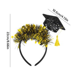 Graduation Cap Headband Glitter Black Gold Graduation Hat Headband Grad Cap Tiara With Tassel Bachelor Hat Student Graduate Decorations for Graduation Ceremony Dress Up Costume Party Favors A8BYMTG