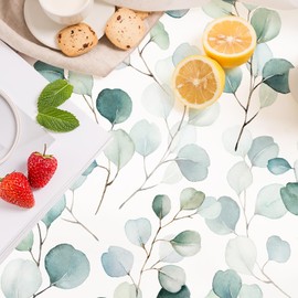 HAOKHOME Shelf Liner and Cabinet Liner Boho Leaf, Self-Adhesive Drawer Liners, Peel and Stick Contact Paper for Kitchen Cabinets and Cupboard, Bathroom Drawers, Green/White 17.7in x 6.5ft