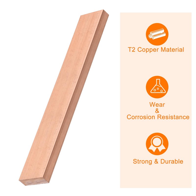 sourcing map Copper Flat Bar, 3/8" Thickness x 1-3/16" Width