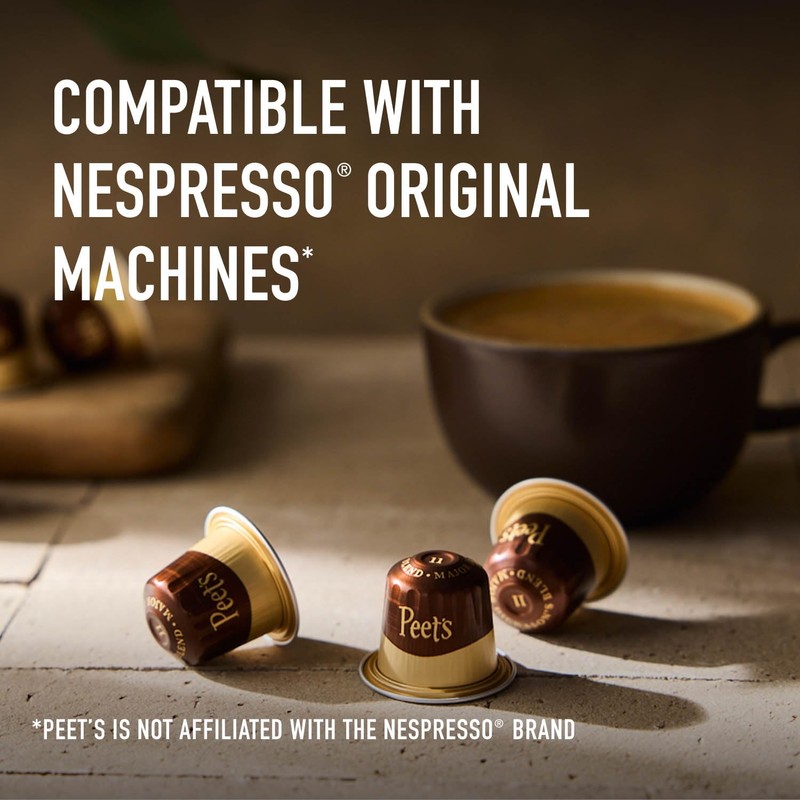 Peet's Coffee, Medium Roast Espresso Capsules, Compatible with Nespresso Original