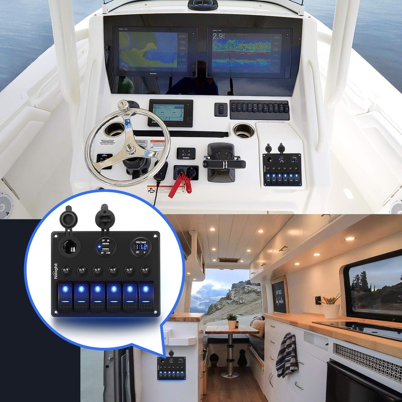 Nilight - Panel de interruptores basculantes de encendido/apagado de 6