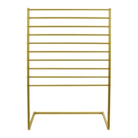 LYNICESHOP Scarf Display Stand,Freestanding Floor Scarf Holder Organizer Rack, Heavy-Duty Iron with Baking Paint,for Store Display of Scarves Shawls Towels (White/Black/Golden) (Golden)