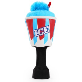 Golf Driver Club Head covers 460CC DR #1 Elastic Long Sock Knit Ice Cream Design Sky Blue&Red
