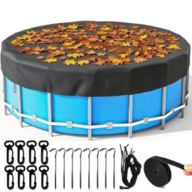 18Ft Pool Cover for Frame Above Ground Pools, Round Pool Covers for Inflatable Swimming Pool, Upgrade Tear Resistant Durability Fabric, Dustproof Windproof Waterproof Prevent Leaves, UV Resistance