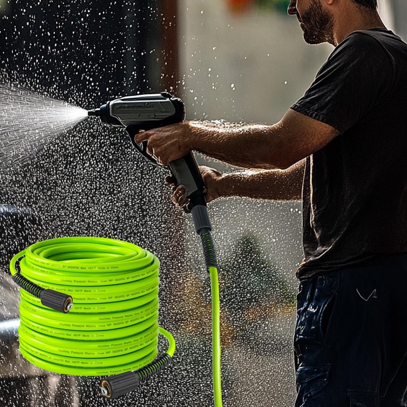 Hourleey Pressure Washer Hose 50 FT, 3600 PSI Flexible Kink