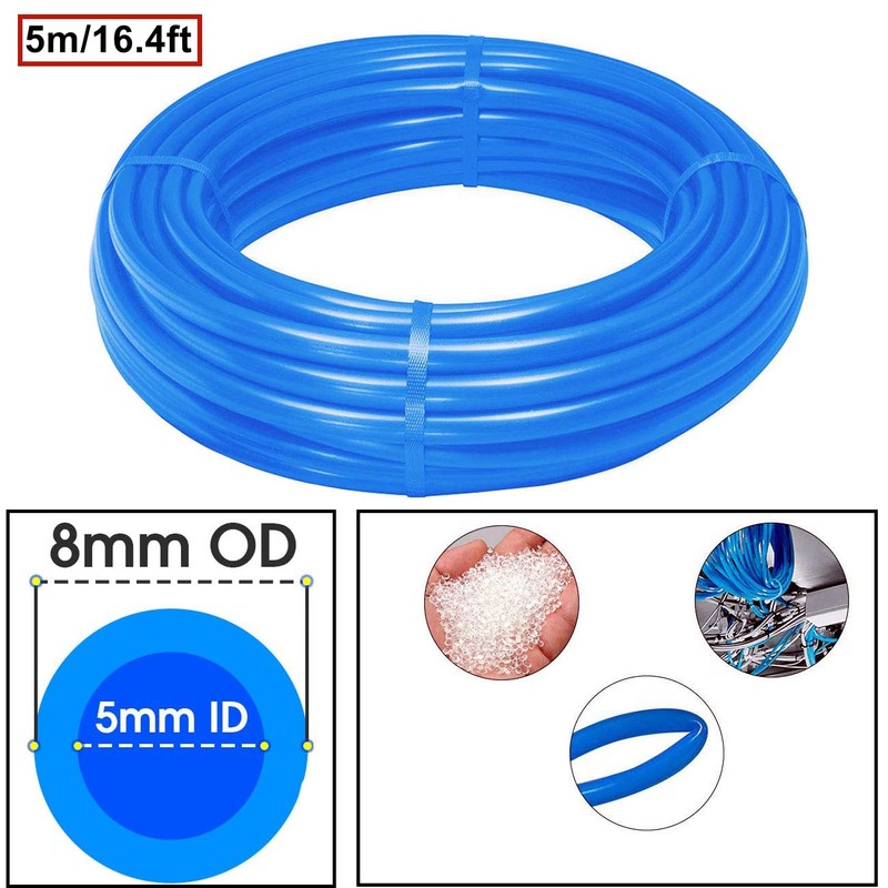 HUAZIZ 5 m PU Pneumatic Hose, Blue Pneumatic Polyurethane Pneumatic