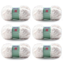6 Skeins Faux Fur Yarn Soft Fluffy for Crocheting - Chunky Fuzzy Yarn for Crochet Amigurumi, Hat, Shawls, Total Length (71x6) Yards (Cream)