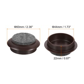 sourcing map Non-Slip Furniture Pads, 8Pcs 44mm - Felt Furniture Foot Cups, Round Furniture Leg Protectors Cups Sliders for Hardwood Floors (Brown)