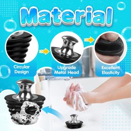Tapón de tina, paquete de 2 tapones universales de silicona para tina, tapón de drenaje de tina, tapón de fregadero para cocina, tina y desagües de fregadero, color negro