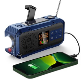Emergency Weather Radio with IPX5 Waterproof Portable Bluetooth Speaker,USB-C Solar Hand Crank,NOAA Alarm AM FM Radio,Flashlight,SOS Alarm,2000mAh Cell Phone Charger for Home and Camping Survival