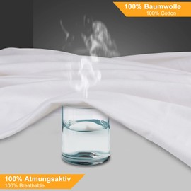 Molton Mattress Protector, 90 x 200 cm, Made from 100% Cotton, Breathable, Comfortable Mattress Topper