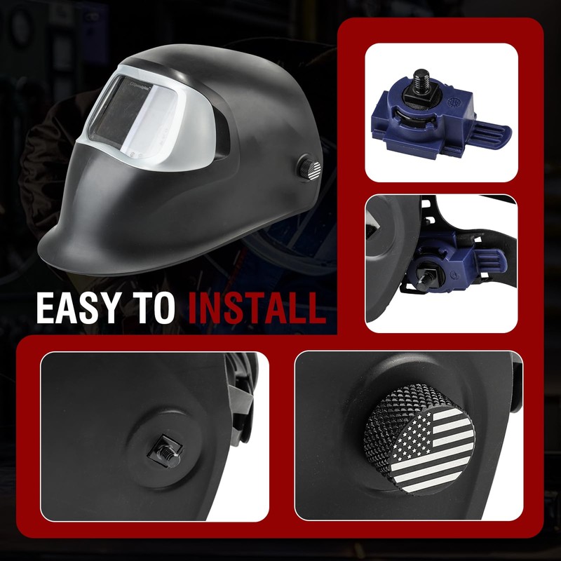 Anodized Aluminum Welding Hood Fasteners for Pipeliner Helmet, USA Flag