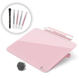 Pink Mini Desktop Pure Glass Whiteboard, Small Slope Slick Desk Whiteboard Glass, Desk White Board, Desktop White Board Dry Erase, Stenography Artifact for Office Home Schooling Décor, 8x6 Inches