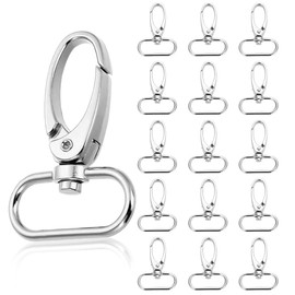 Esteopt 30 Pieces Key Ring D-Rings, Swivel Clasp, Lobster Clasp, Lobster and Key Ring Set, Swivel Key Ring Clasp, 360° Rotatable Snap Hook, silver