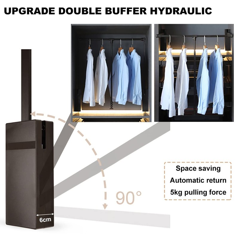 Pull Down Closet Rod for Hanging Clothes, Retractable Wardrobe Hanger