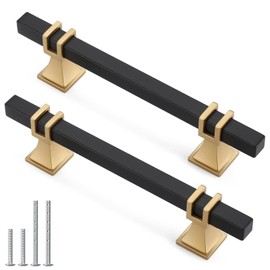 Lepatape 5 Pack 4 Inch Black and Gold Cabinet Pulls Black and Gold Cabinet Handles Kitchen Cabinet Pulls Dresser Drawer Pulls Kitchen Cabinet Hardware