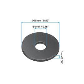 PATIKIL M4 Nylon Flat Washer, 80 Pack 4mm ID 15mm OD 1mm Thick Sealing Spacer Gasket Ring for Faucet Pipe Water Hose Fastener Bolt, Black