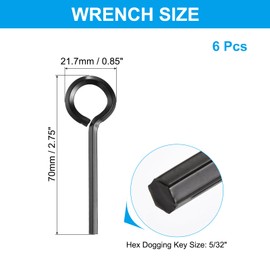 PATIKIL 5/32" Standard Hex Dogging Key, 6 Pack Solid Steel Wrench Door Key with O-Ring Full Loop for Crash Bar, Push Bar Emergency Exit Devices, Black