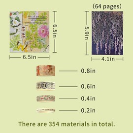 Chuchengio 354Pcs Aesthetic Scrapbook Paper Stickers Supplies Kit,Forest Decoupage Paper for Scrapbooking Journaling Supplies，Bullet Journal Kit with Journal Vintage Stickers