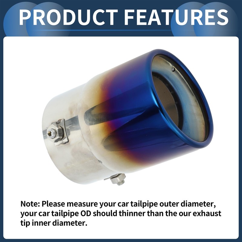 INFINAUTO Roll Edge Exhaust Tip Rear 3.1" Inlet 3.5" Outlet
