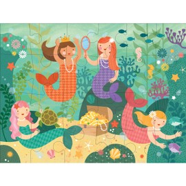 Petit Collage Floor Puzzle, Mermaid Friends, 24-Pieces – Large Puzzle for Kids, Completed Mermaid Jigsaw Puzzle Measures 18” x 24” – Makes a Great Gift Idea for Ages 3+