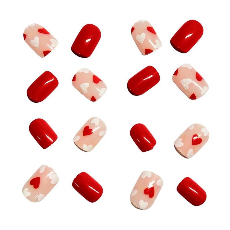 Valentine's Day Press on Nails Short Square False Nail with