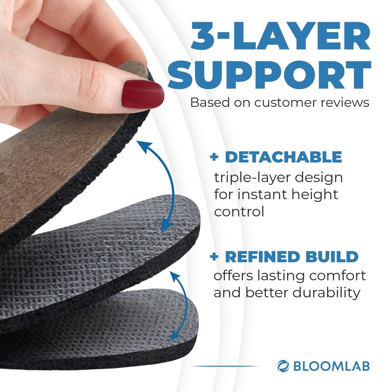 Adjustable Orthopedic Heel Lift Inserts - 3-Layer Rubber Shoe Insert