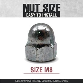 DOJA Industrial Cap Nuts M8 Pack of 25 Cap Nut High Shape DIN 1587 Hexagonal Cover Caps Steel Galvanised Acorn Screws Cover Protective Caps Nuts Screw Head Hat Decorative Nut