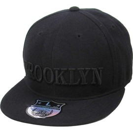 KBETHOS KB-246BN BLK-BLK XL Brooklyn New York Fitted Baseball Cap Hat