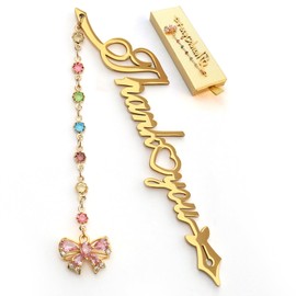 LUMITI Metal Bookmark Cute Book Accessories Gifts for Women Teacher Readers Book Lovers for Christmas Mother's Day (Thank You Gold)