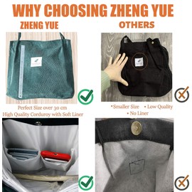 ZhengYue Large Cord Bag for Women Corduroy Tote Bag Women Shoulder Handbags Totes Bag for School Shopping Work College Casual Beige