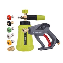 M MINGLE High Pressure Washer Foam Cannon Kit, FOR PRESSURE WASHER, 4000 PSI Short Handheld And Foam Lance with 5 Nozzle Tips, 1 Liter, FathersDayGift:_Foam cannon, Nozzle tips