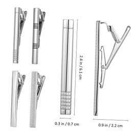 Homoyoyo 4Pcs Tie Clips for Men Classic Silver Clip On Tie with Spring Secure Mechanism for Wedding Boyfriend Present Father's Day Valentine's for Business Wedding Graduation Daily Use