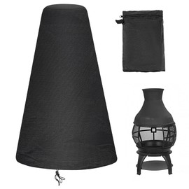 Chiminea Cover Waterproof Protective Cover Patio Furniture Covers, Outdoor Fireplace, Adjustable Drawcord, Black, 59x31x12inch