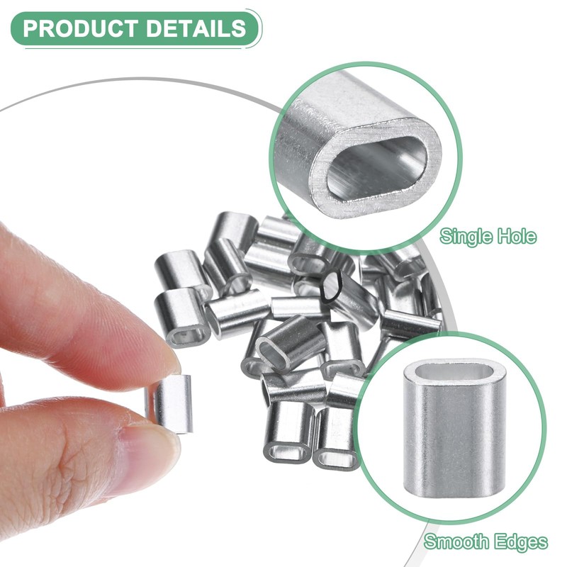 M METERXITY 50-Pack Aluminum Crimping Loop Sleeves, 2.5mm 3/32" Single