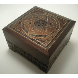 Star of David Wood Keepsake Box Judaica Handmade Box with Lock and key