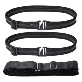 ZBHDEYG Pack of 3 Elastic Waistband, Non-Slip Epoxy Waistband, Adjustable Fastening Strap, Unisex Shirt Holder, Black, 100 cm, 125 cm, black