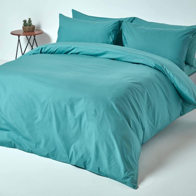 HOMESCAPES Teal Extra Deep Fitted Sheet (18”) Single 200 TC