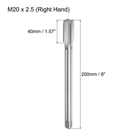 QUARKZMAN Metric Tap M20 x 2.5 H2 200 mm Extra Long Straight Flute Tap Cutting Machine Tap Thread Cutting Tool