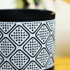 Fyne-Finds Cement Black N White Pot Doted Patterned Diamond Planter