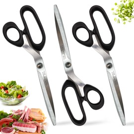 GGOMI Heavy Duty Multi-Purpose Kitchen Shears [3Pack] Korean Barbecue Kalbi Rib Meat Cutting/Micro-Serrated 2.2T Blade/Quality Stainless Steel Scissors Large 9.6-Inches
