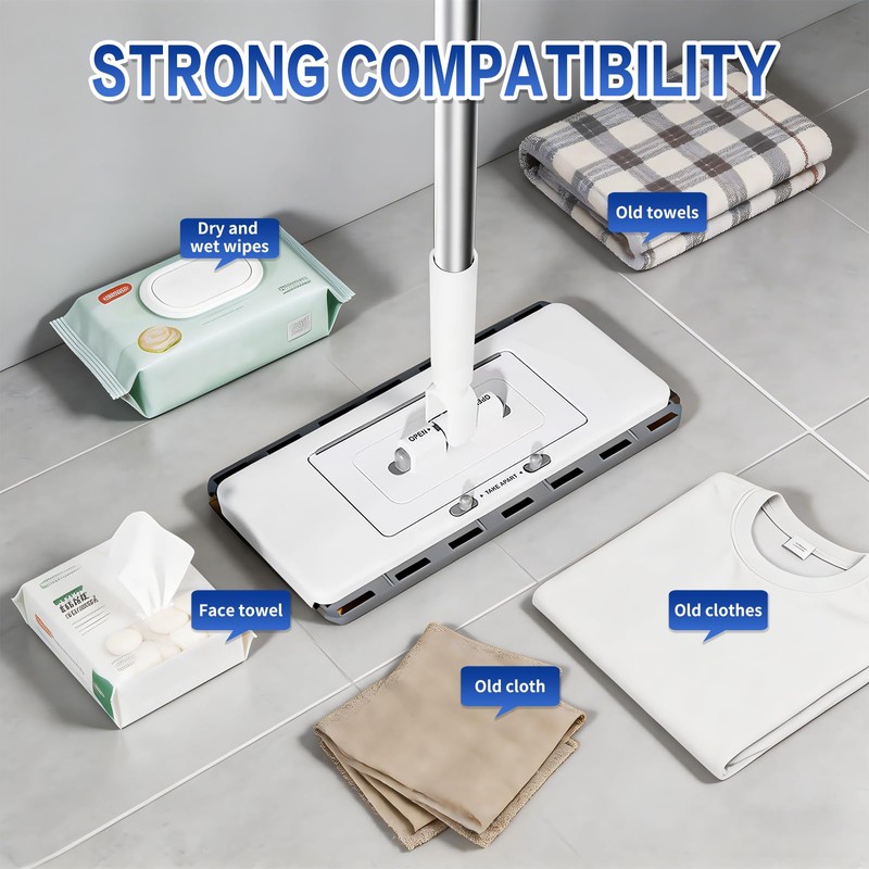 SOPAMI 2-in-1 Snap Grip Mini Mop Use Any Cloth,Cloth Changing,