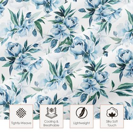 HCORA Full Size Sheet Sets - Floral Print - Luxury 90GSM Brushed Microfiber Bed Sheets - Breathable Cooling Full Sheet Set - 16" Deep Pocket, Extra Soft, Shrinkage, and Fade Resistant - 4 PC