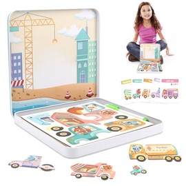 Magnetic Puzzle, Cartoon Magnetic Puzzles Toy, Magnetic Children's Toy, Educational Magnetic Game Puzzle Toy for Children, Boys, Girls Aged 3 4 5 Years