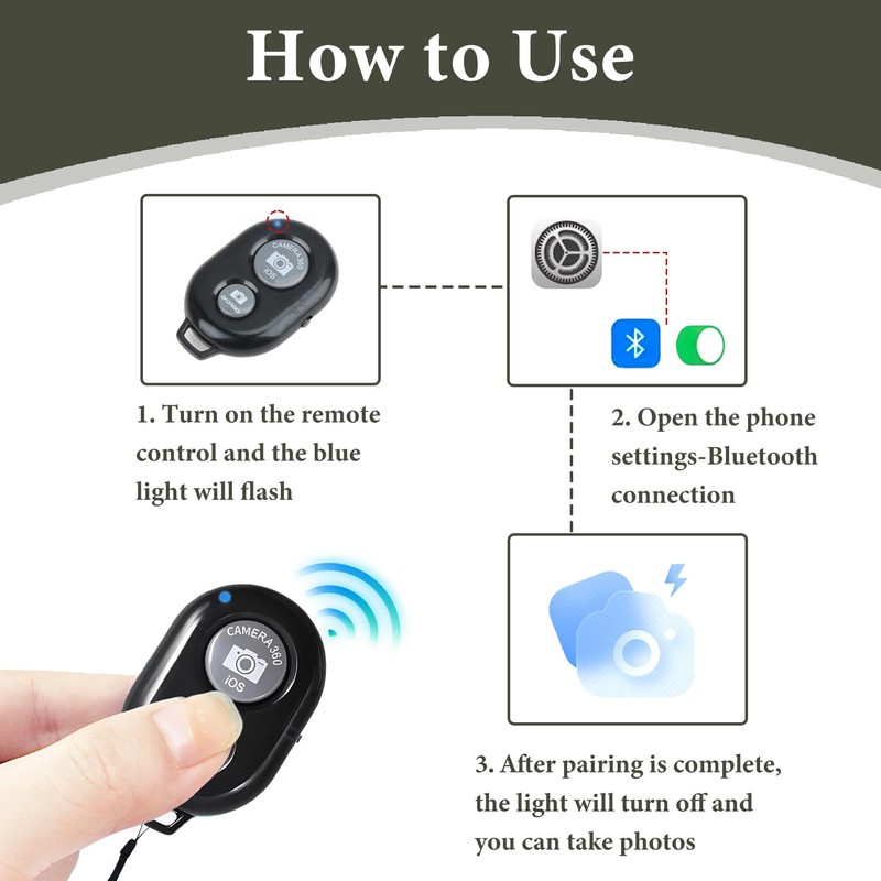 2 Pack Bluetooth Camera Remote Shutter, Selfie Stick Shutter Release